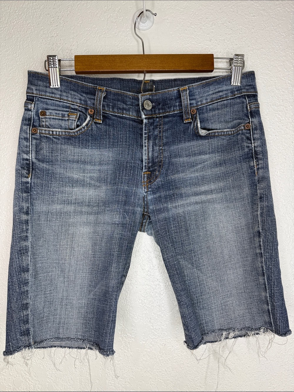 7 For All Mankind Size 29 Denim Bermuda Cutoff Jean Shorts Y2K Indie Sleeze